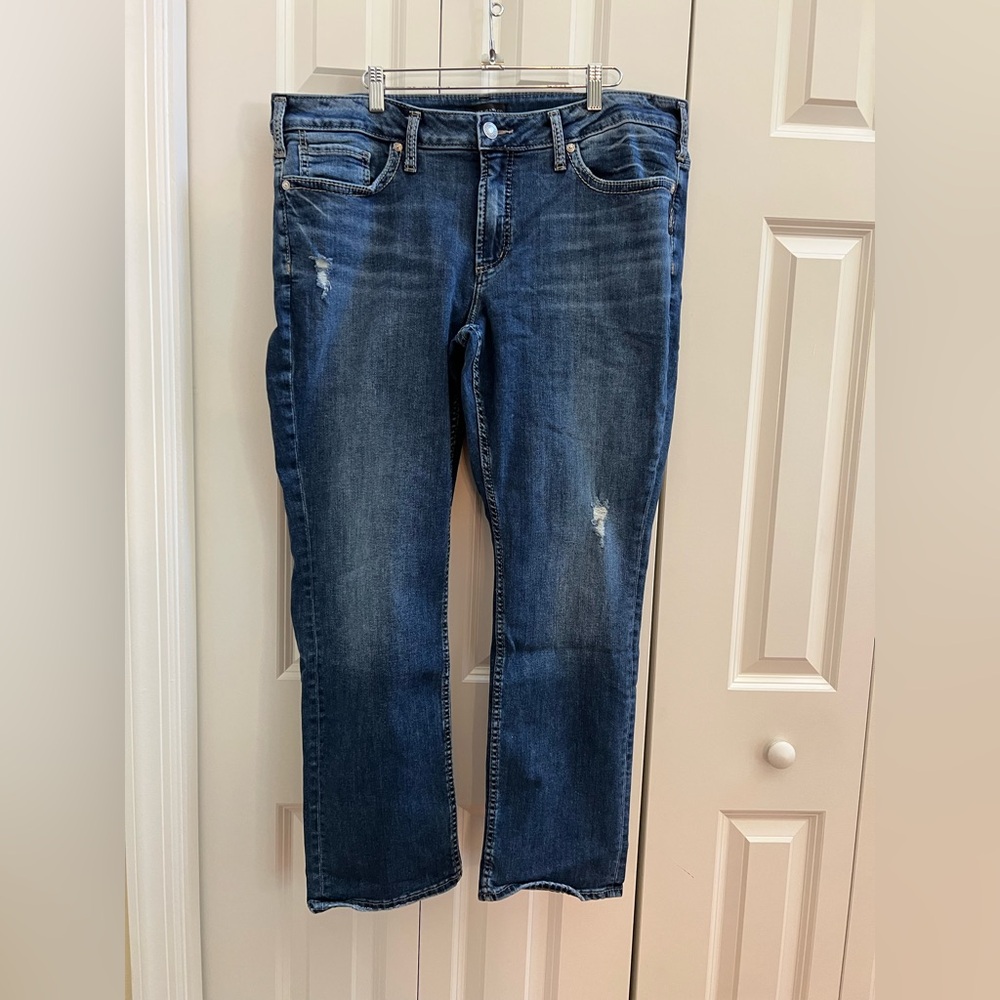 Silver Jeans Blue Suki Boyfriend Straight Leg Denim - Size 18